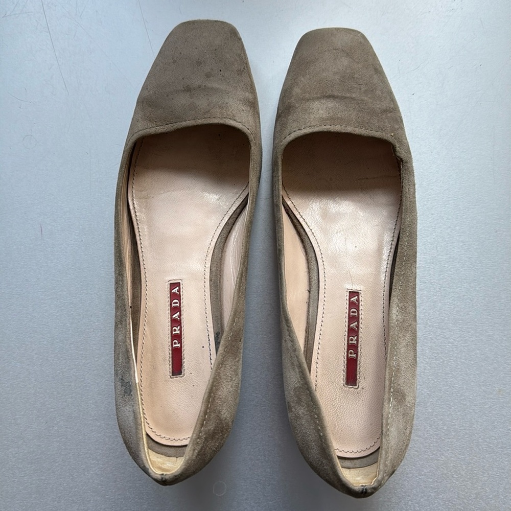 Prada Sport Tan Suede Platform Shoes Size 38.5